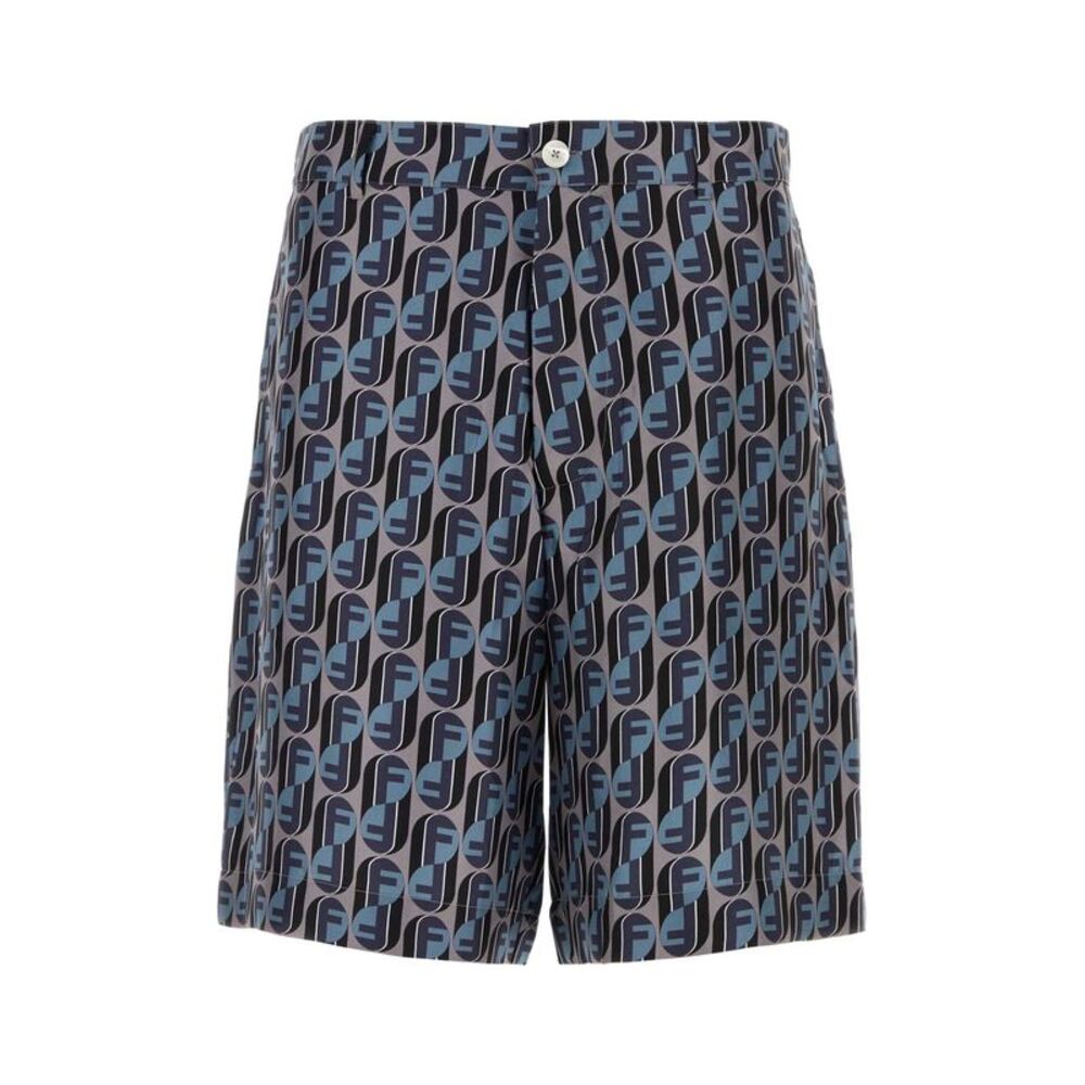 Fendi Men Printed Silk Bermuda Shorts